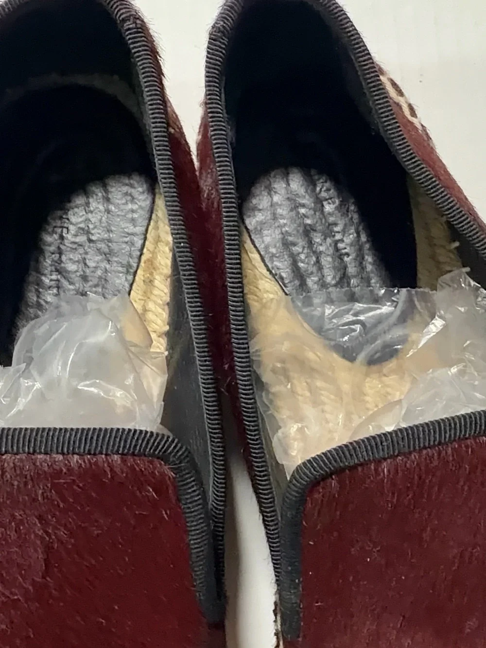 Celine  Burgundy Slip-On calf pony hair Espadrilles with Jute Trim